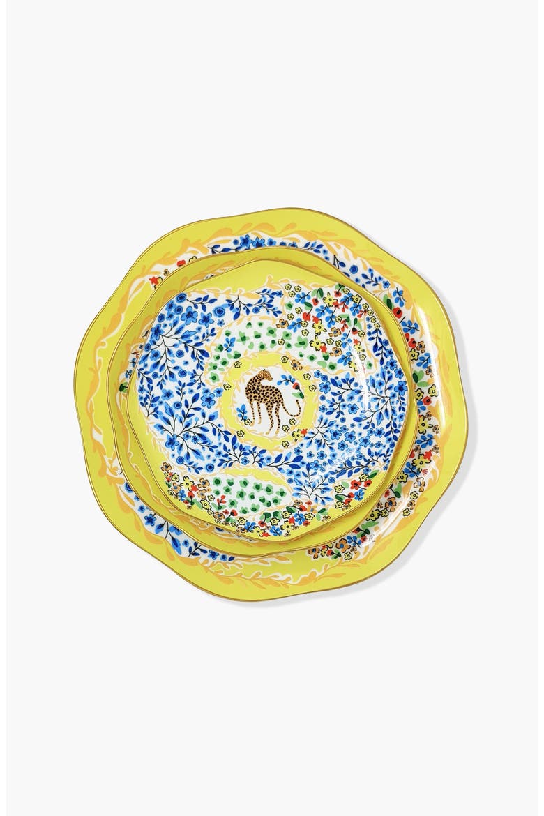 Yellow Garden Bone China Plates, Set Of Three, Alternate, color, Yellow