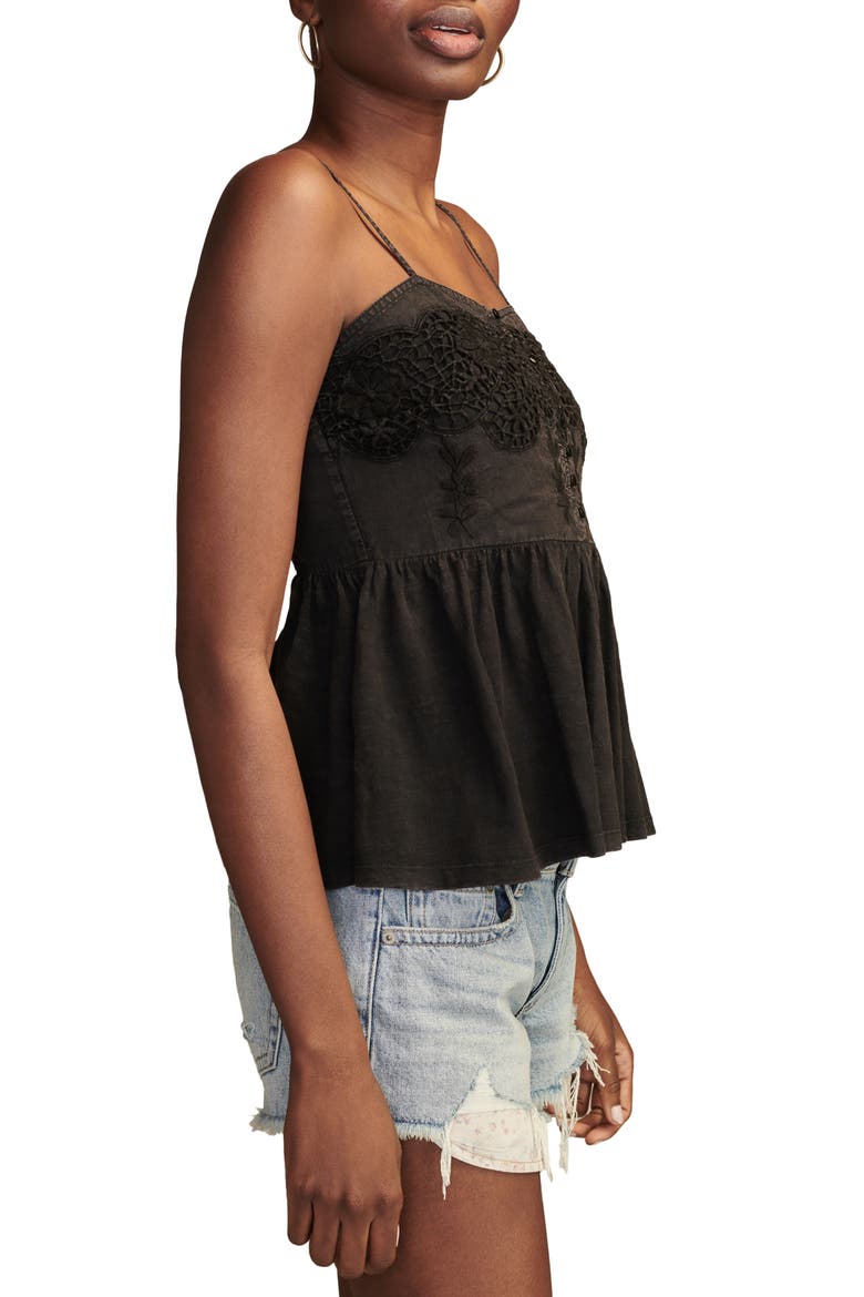 Embroidered Henley Tank Top, Alternate, color, METEORITE