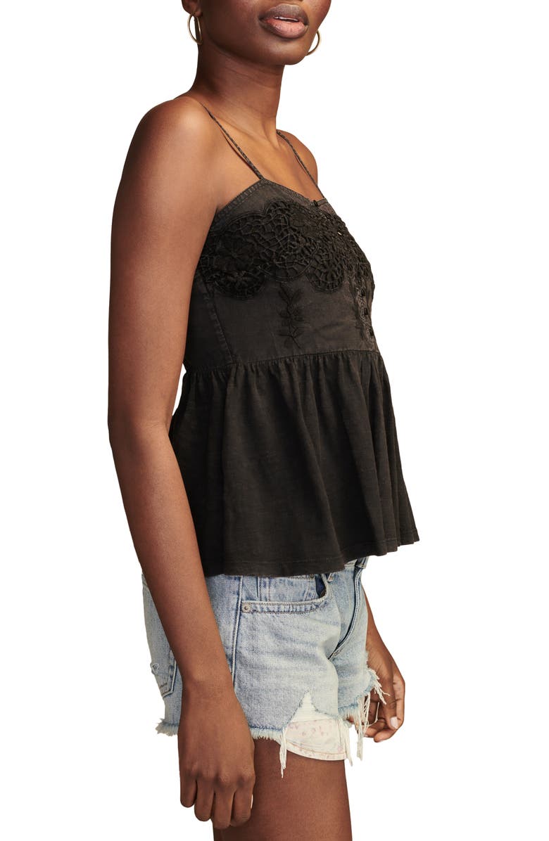 Lucky Brand Embroidered Henley Tank Top, Alternate, color, 
