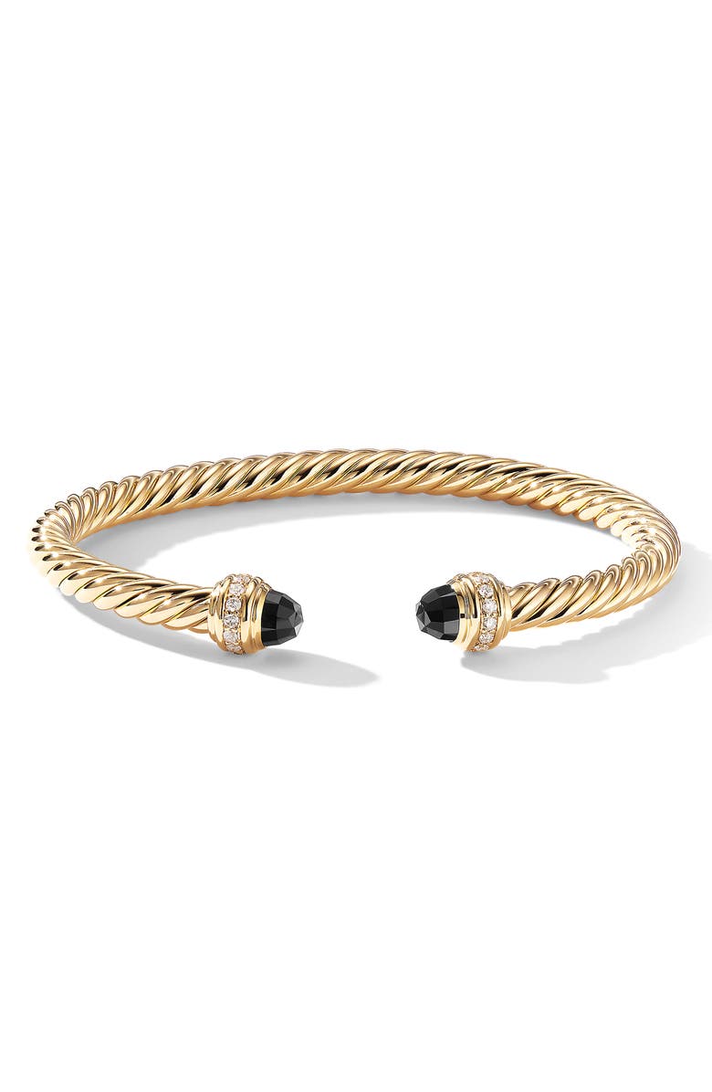 David Yurman Cable Classics Bracelet with Semiprecious Stones & Diamonds, 5mm, Main, color, Yellow Gold/ Diamond/ Black