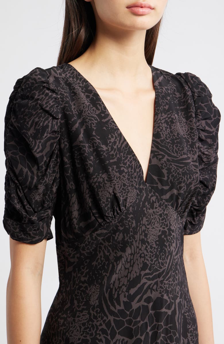 Rails Zariah Mixed Animal Print Midi Dress, Alternate, color, Charcoal Mixed Animal