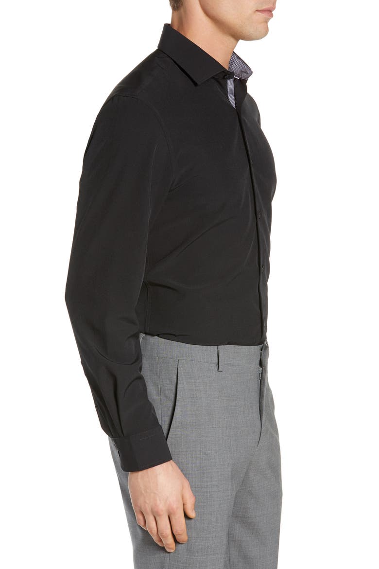 Slim Fit Solid Performance Dress Shirt, Alternate, color, BLACK