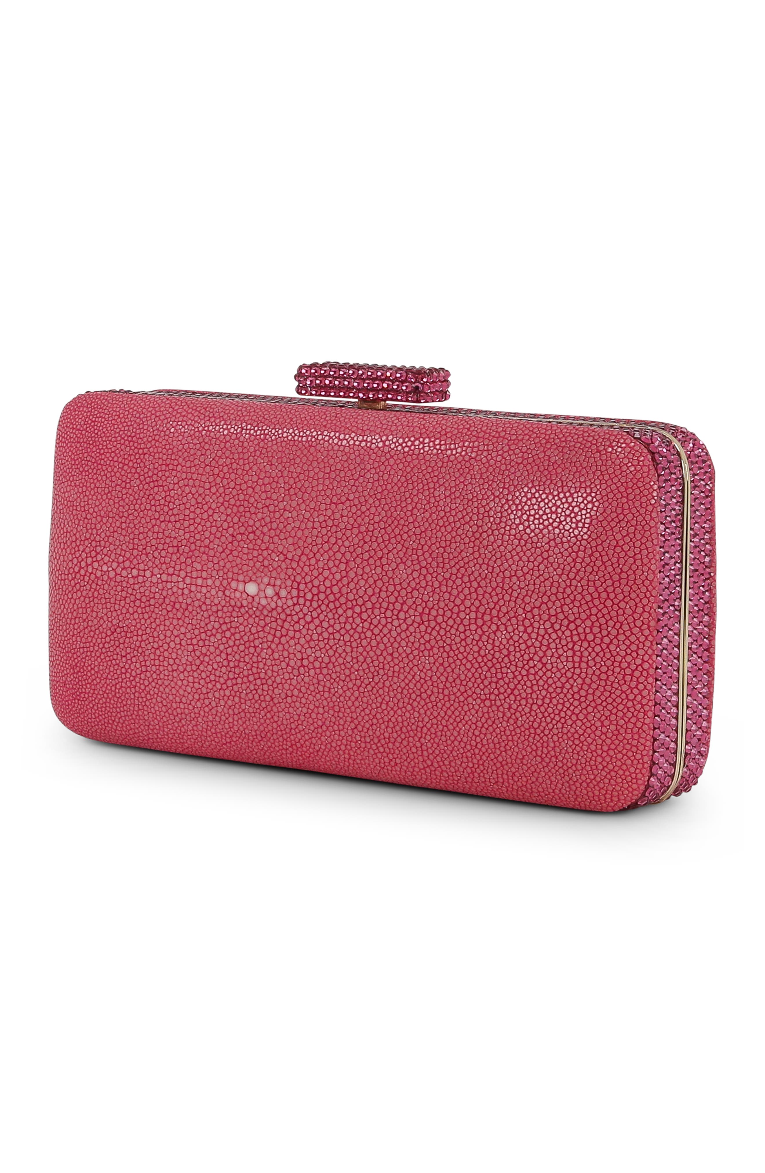 Evelyn Stingray Leather Minaudiere, Alternate, color, Cherry Blossom