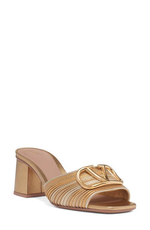 Valentino Garavani Vlogo Signature Metallic Slide Sandal With Cornely Embroidery 60mm Woman Gold 41