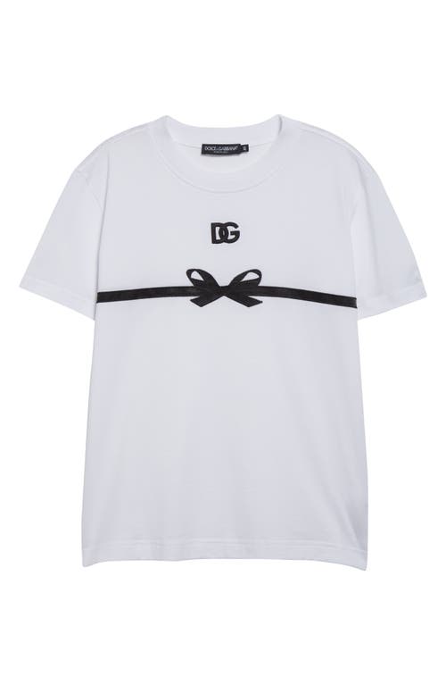 Dolce & Gabbana Dolce&gabbana Logo Embroidered Bow Appliqué T-shirt In White