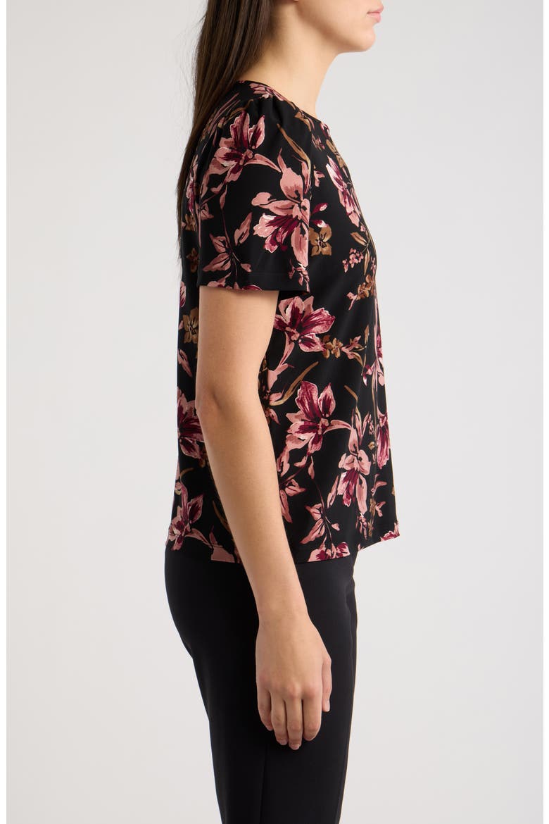 Puff-Shoulder Round-Neck Top, Alternate, color, ANNE BLACK S PRIMROSE MLT