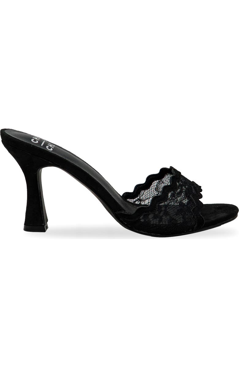 CHASE AND CHLOE Scalloped Lace Sandal, Alternate, color, Black
