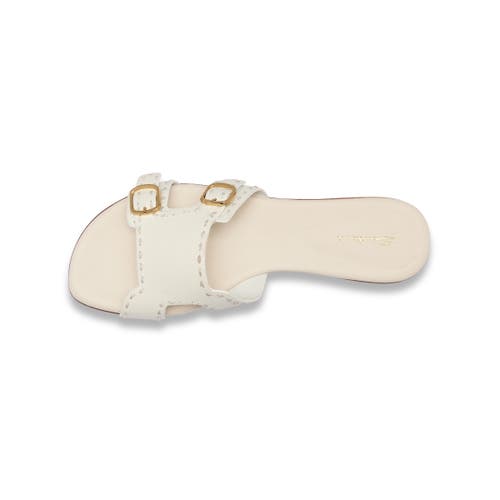 Santoni Leather Double-buckle Didi Slide Sandal In White