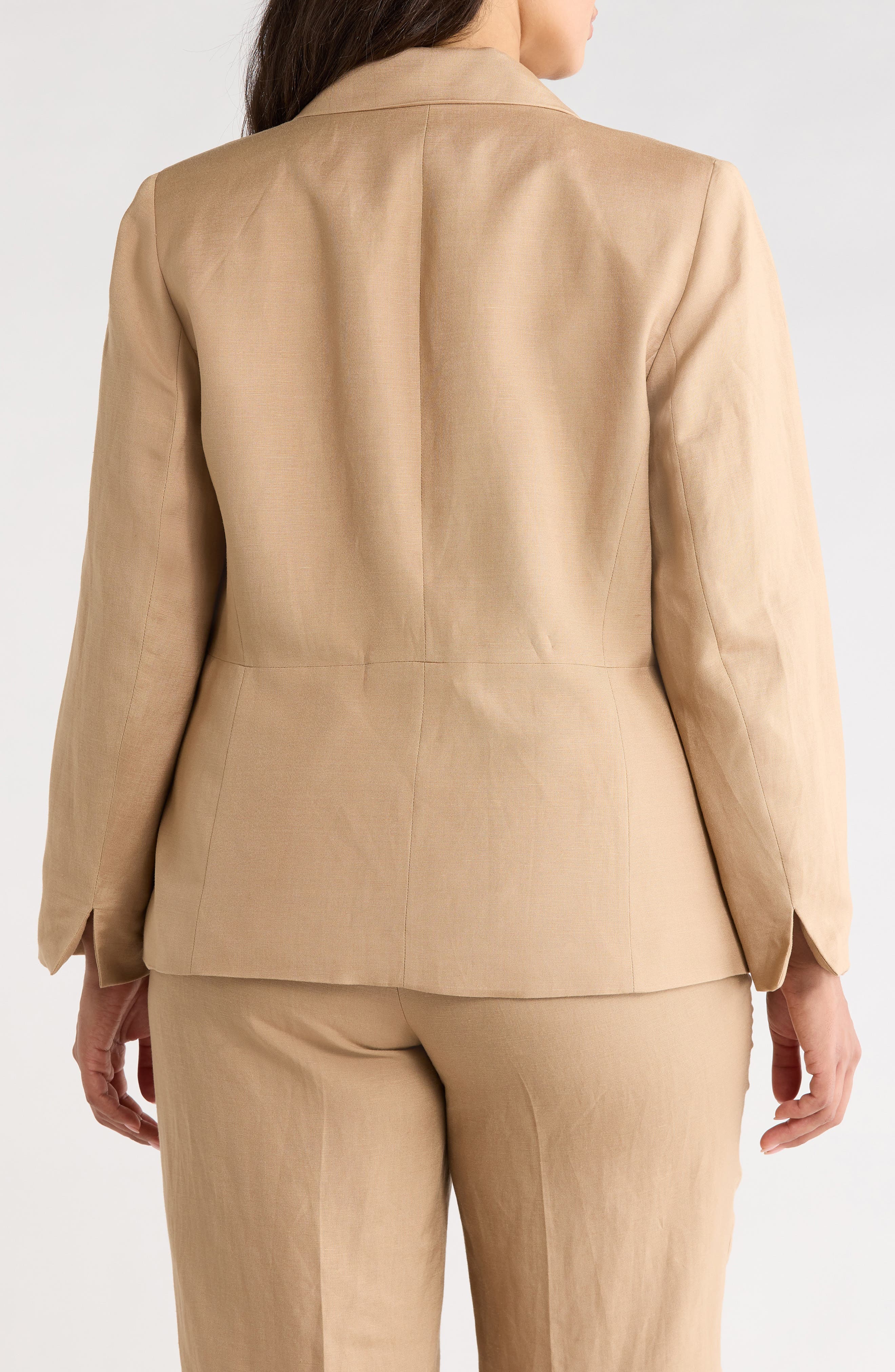 One-Button Linen Blend Peplum Blazer - image 2