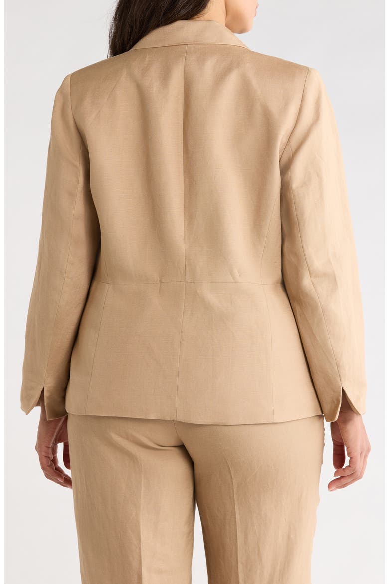 One-Button Linen Blend Peplum Blazer, Alternate, color, TOASTED WHEAT