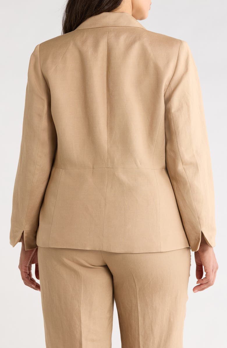 KASPER One-Button Linen Blend Peplum Blazer, Alternate, color, Toasted Wheat