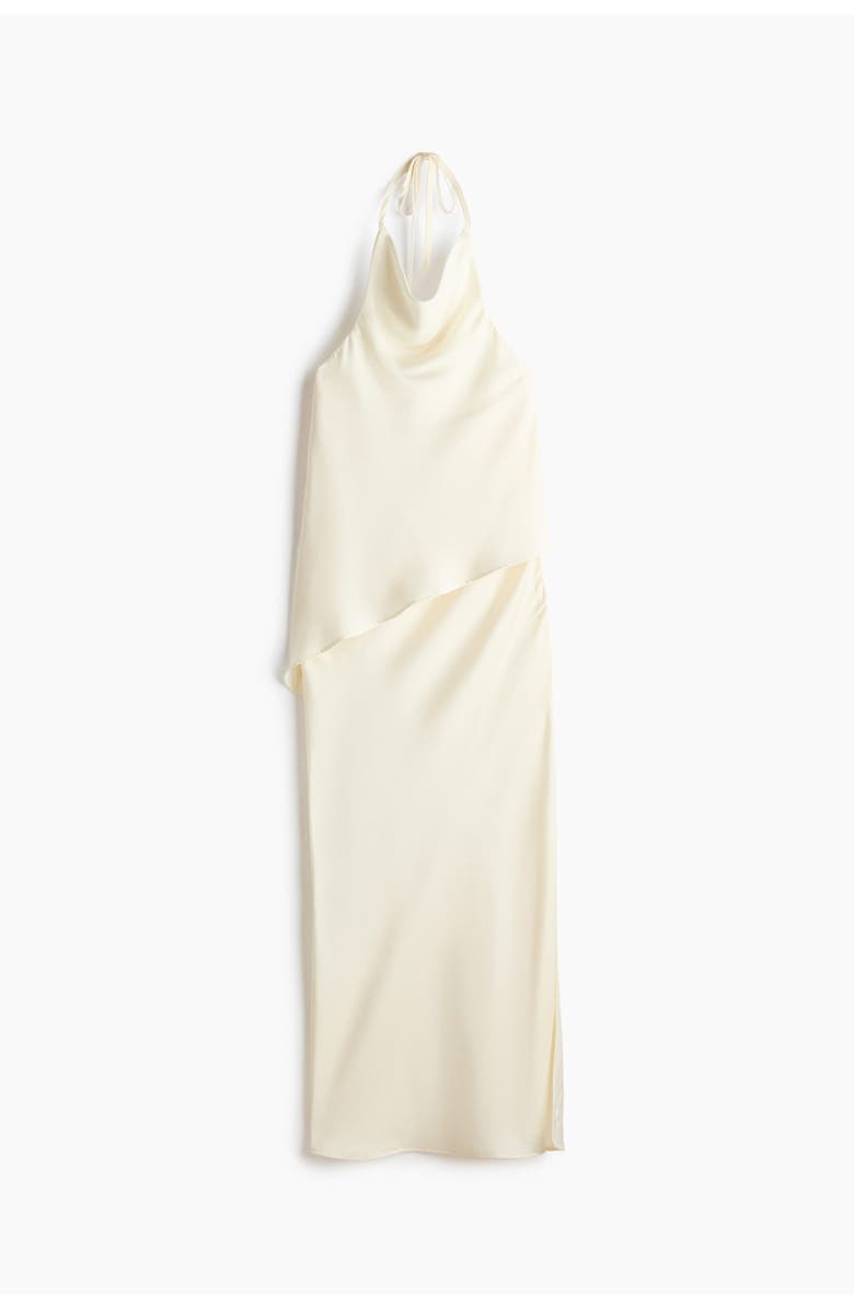 H&M Halterneck Satin Dress, Main, color, Cream