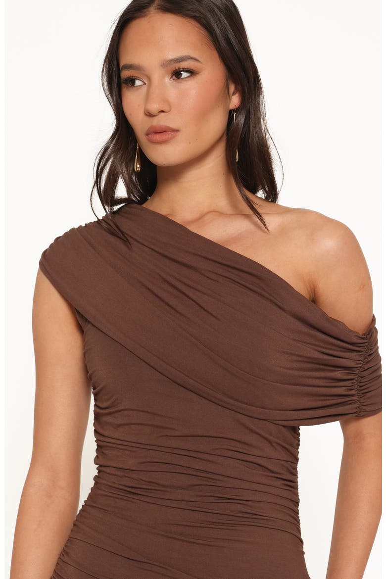 Sharmay Off the Shoulder Maxi Dress, Alternate, color, BROWN