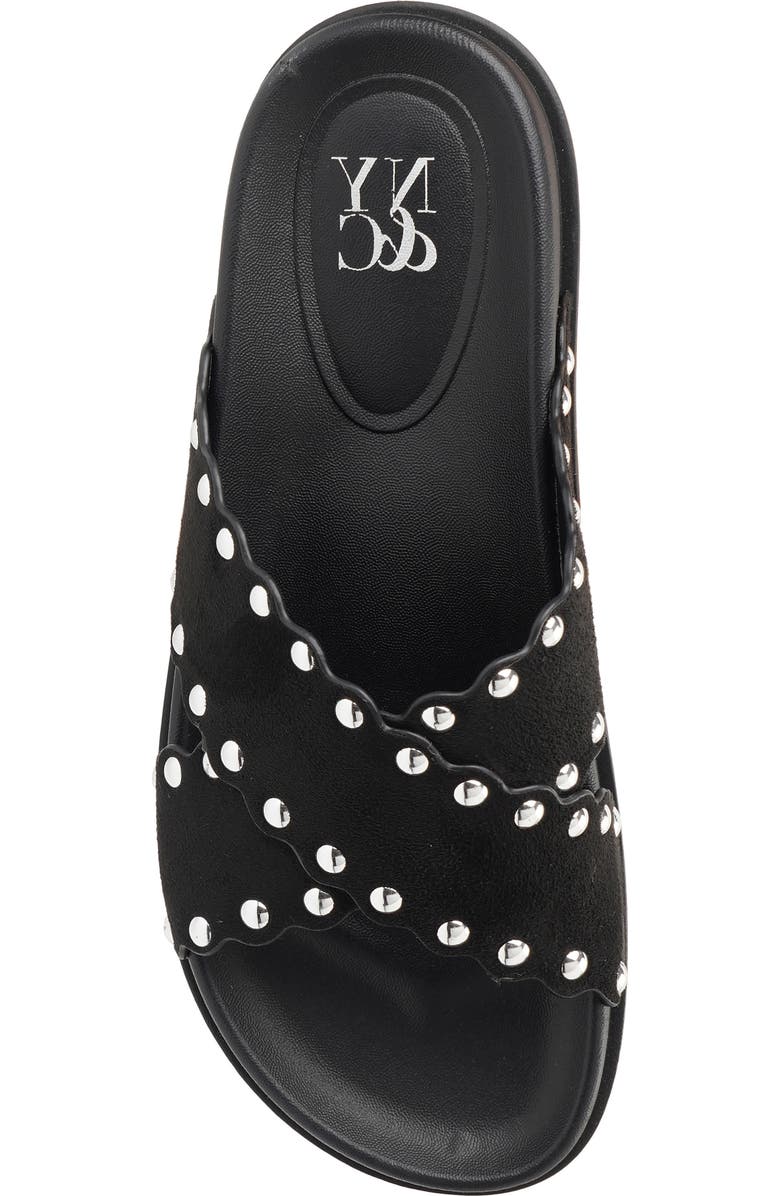 NEW YORK AND COMPANY Barnett Stud Crisscross Slide Sandal, Alternate, color, Black