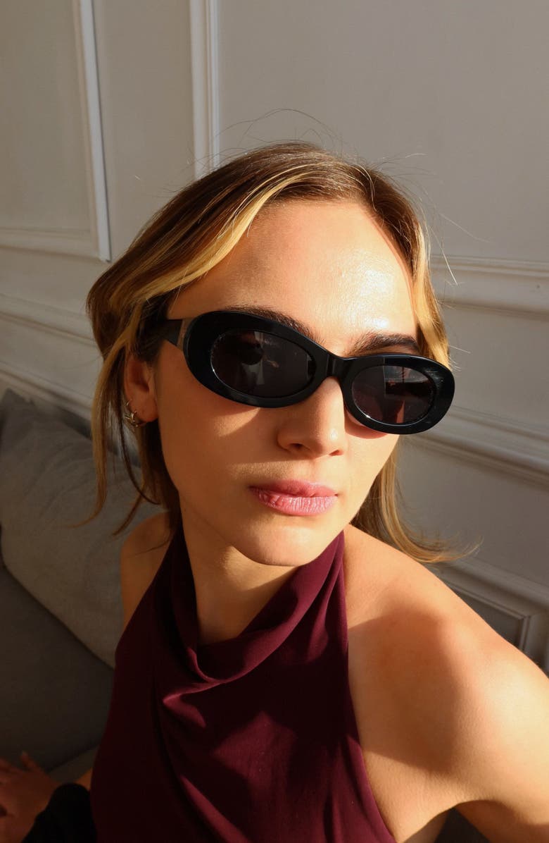 INDY SoHo Oval Polarized Sunglasses, Alternate, color, Black