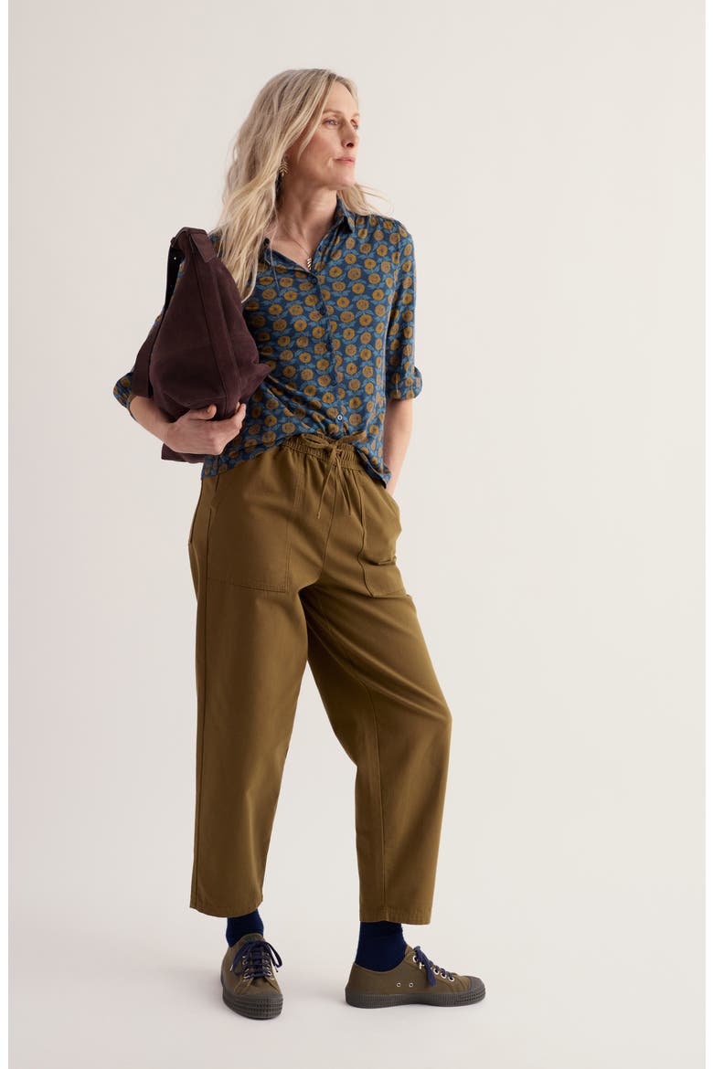 Embrace Floral Print Three-Quarter Sleeve Shirt, Alternate, color, MARIGOLD SKETCH MARINE