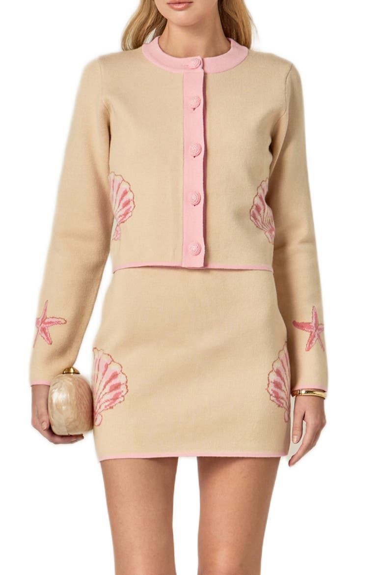 Seashell Cardigan, Main, color, LIGHT BEIGE/ PINK