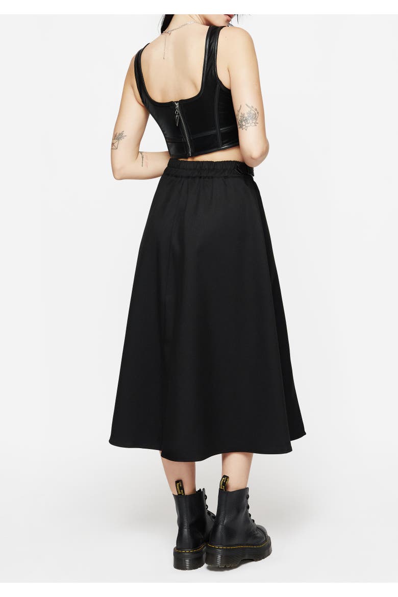 Nightingale Buckled Midi Skirt, Alternate, color, Black