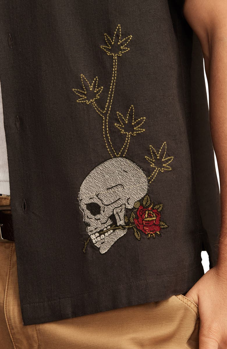 Lucky Brand Embroidered Cotton Twill Camp Shirt, Alternate, color,