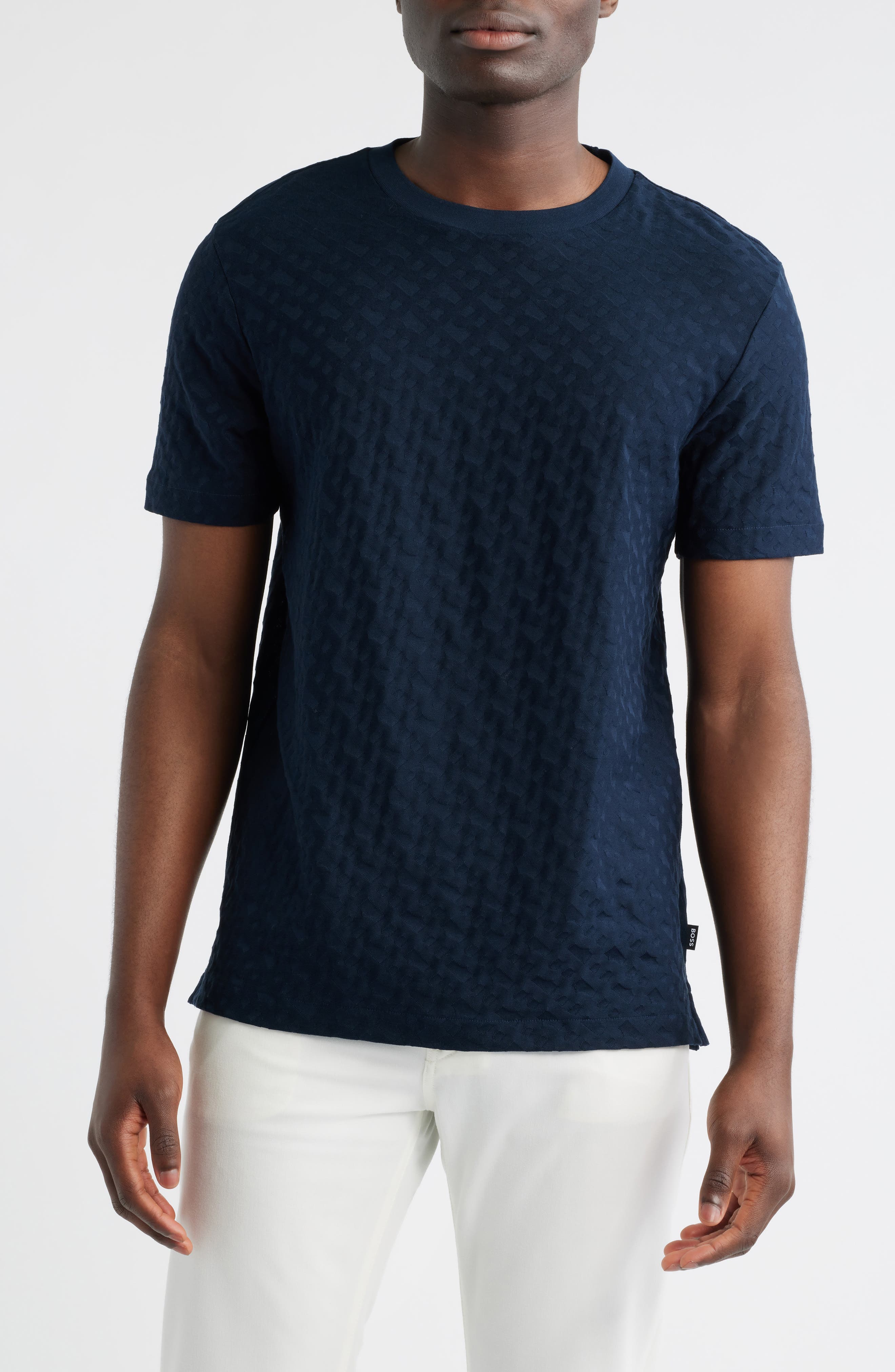 BOSS Thompson Logo Jacquard Cotton T-Shirt