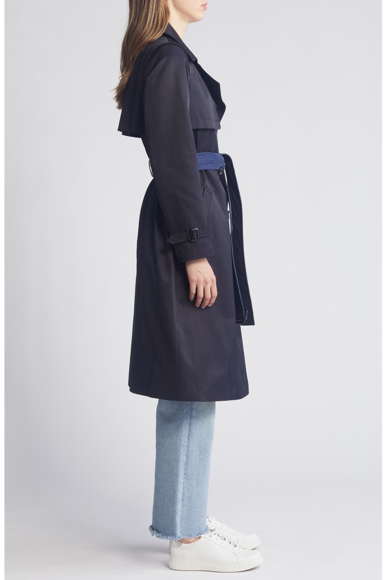 Corduroy Contrast Trench Coat, Alternate, color, NAVY