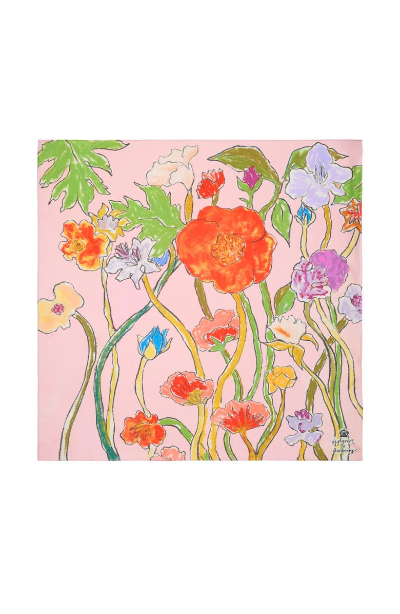 Burberry Highgrove Cascading Flowers Silk Scarf, Main, color, Pink