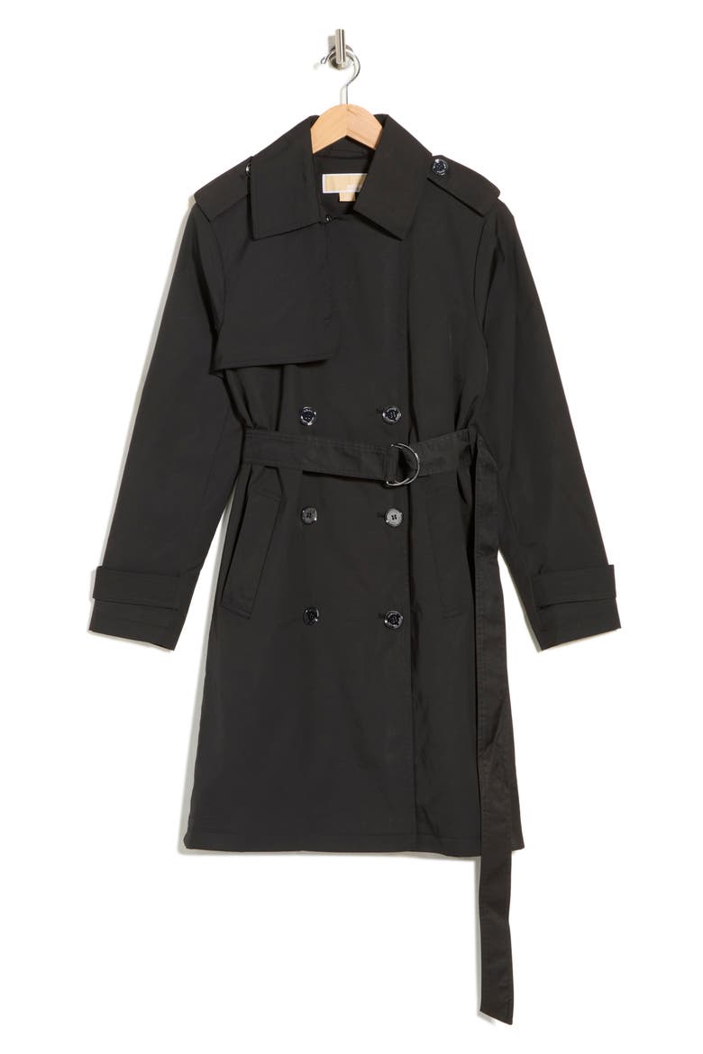 Belted Double Breasted Trench Coat, Alternate, color, BLACK