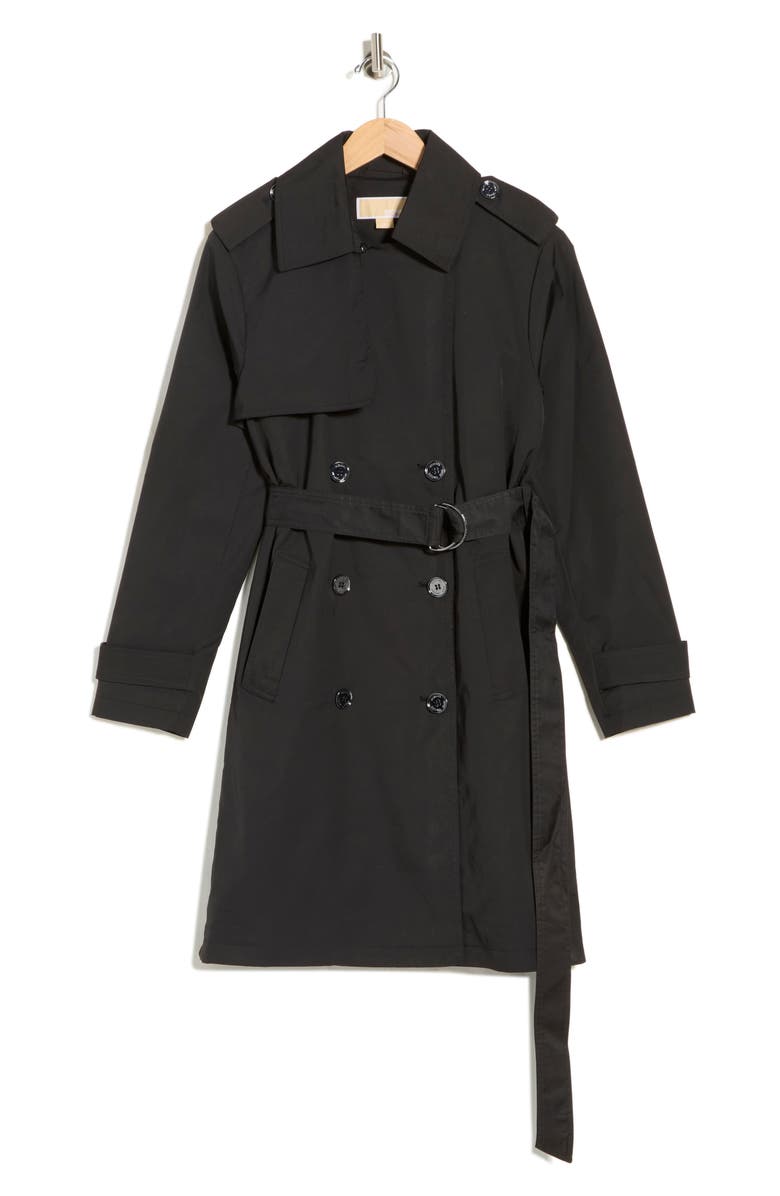 Michael Kors Belted Double Breasted Trench Coat, Alternate, color, Black