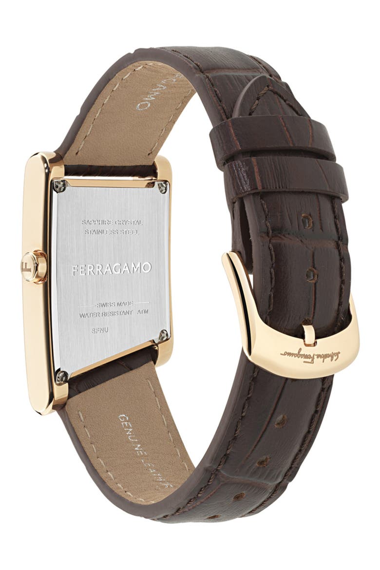 Asymetrique Leather Strap Watch, 24mm x 39mm, Alternate, color, IP ROSE GOLD