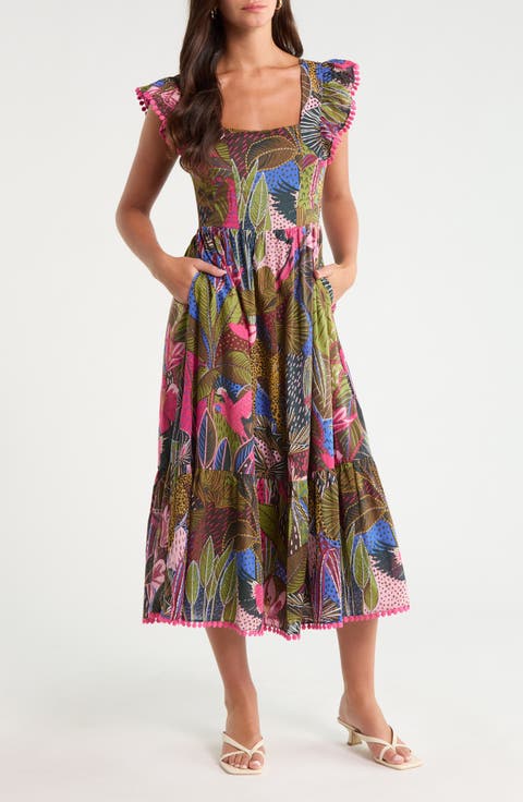 Maira Floral Cotton Midi Dress
