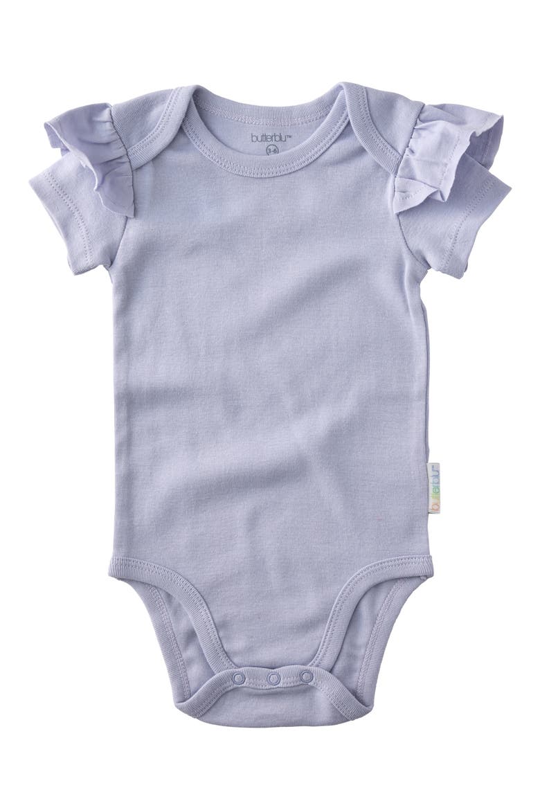 Rose Assorted 5-Pack Ruffle Sleeve Organic Cotton Bodysuits, Alternate, color, FROST