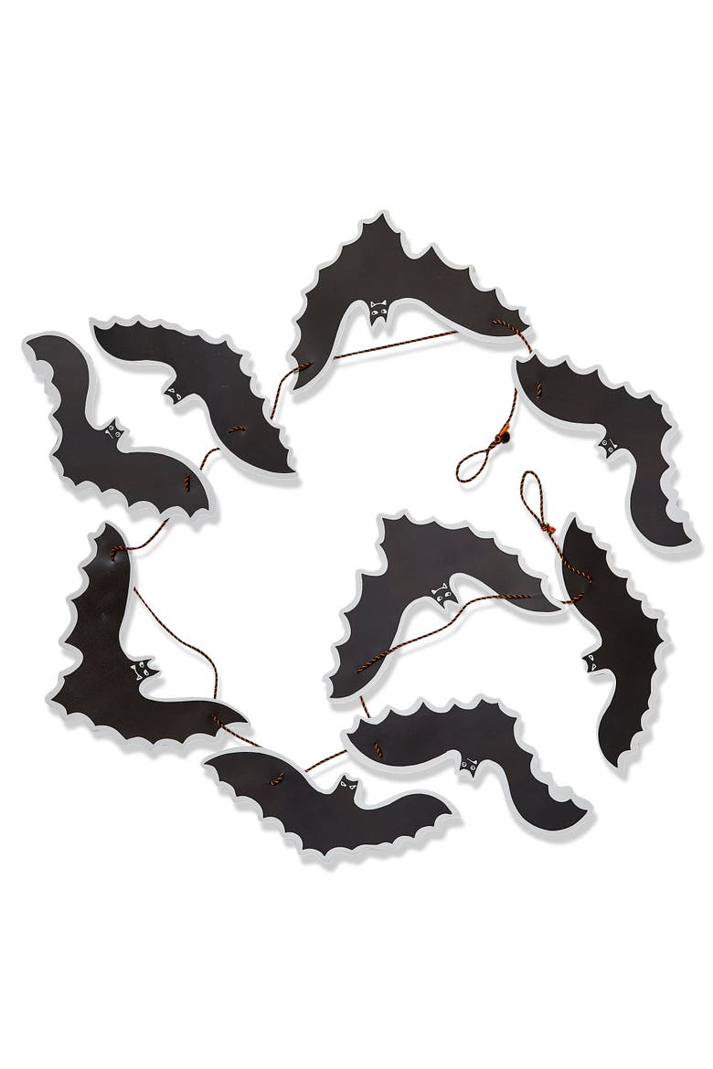 Going Batty Paper Garland Halloween Wall Decor Black, Main, color, Black
