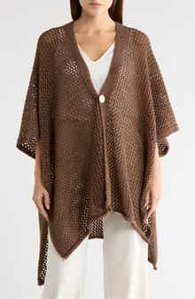 Vince Camuto Open Knit Button Front Ruana