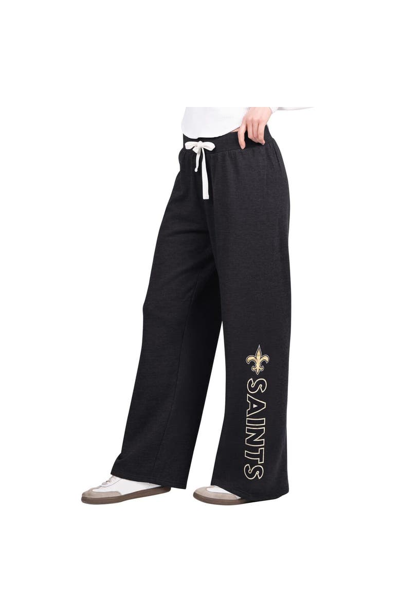 G-III 4HER BY CARL BANKS Women's G-III 4Her by Carl Banks Black New Orleans Saints Field Wide Leg Sweatpants, Main, color, Black