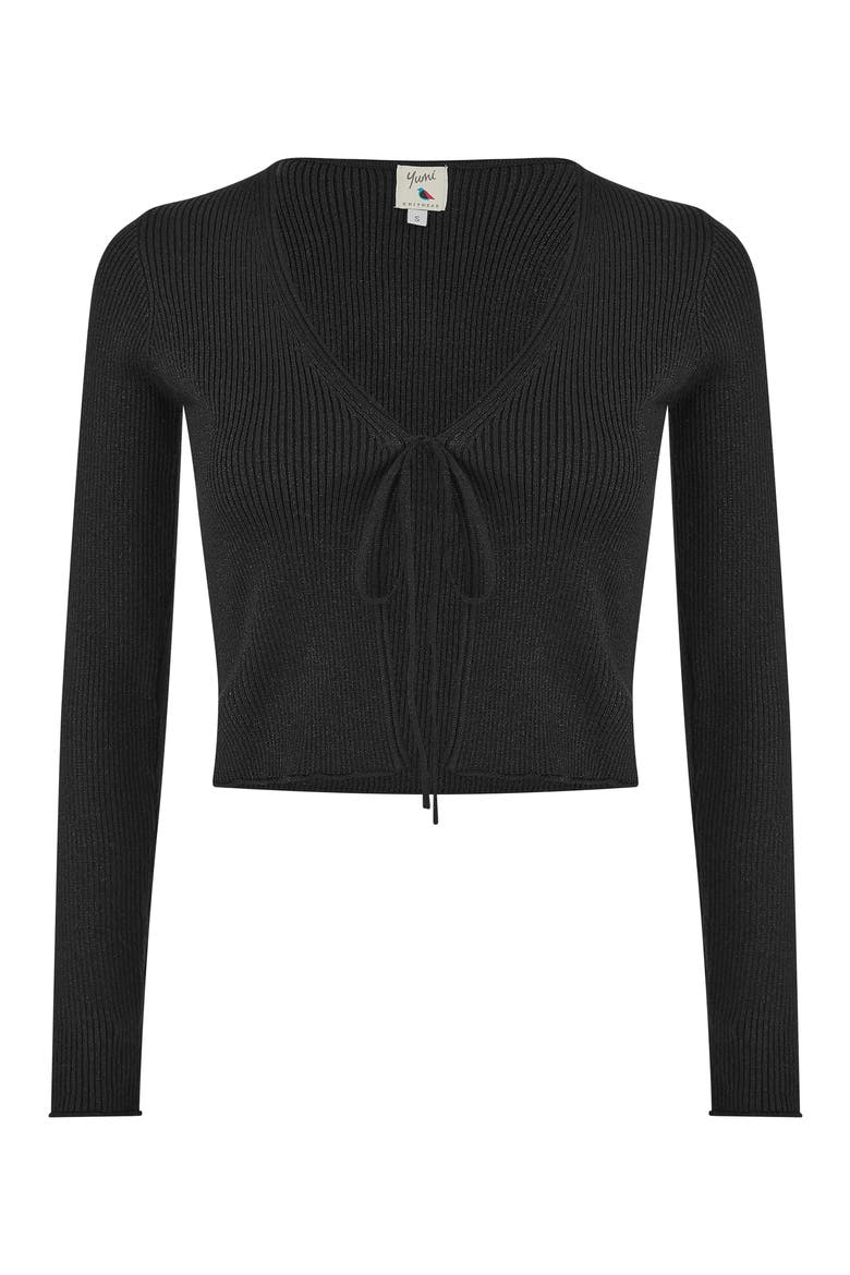 Metallic Rib Knit Bolero, Alternate, color, Black