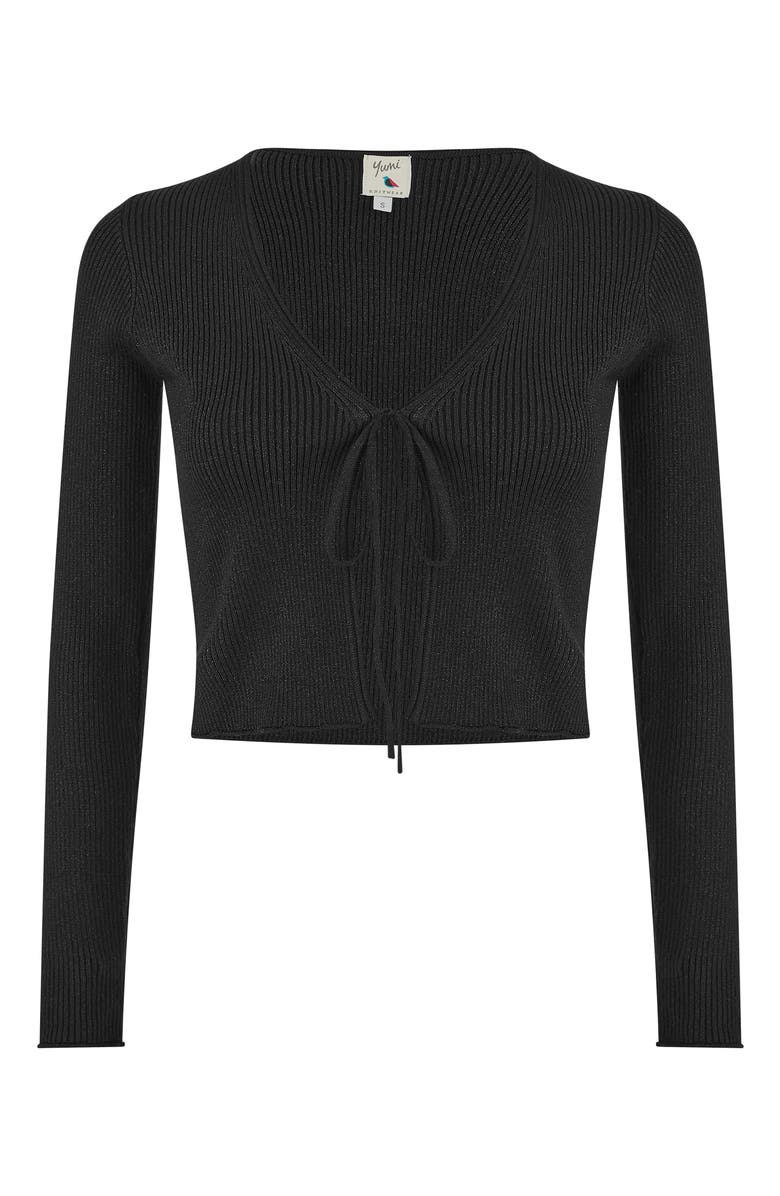 Yumi Metallic Rib Knit Bolero, Alternate, color, Black