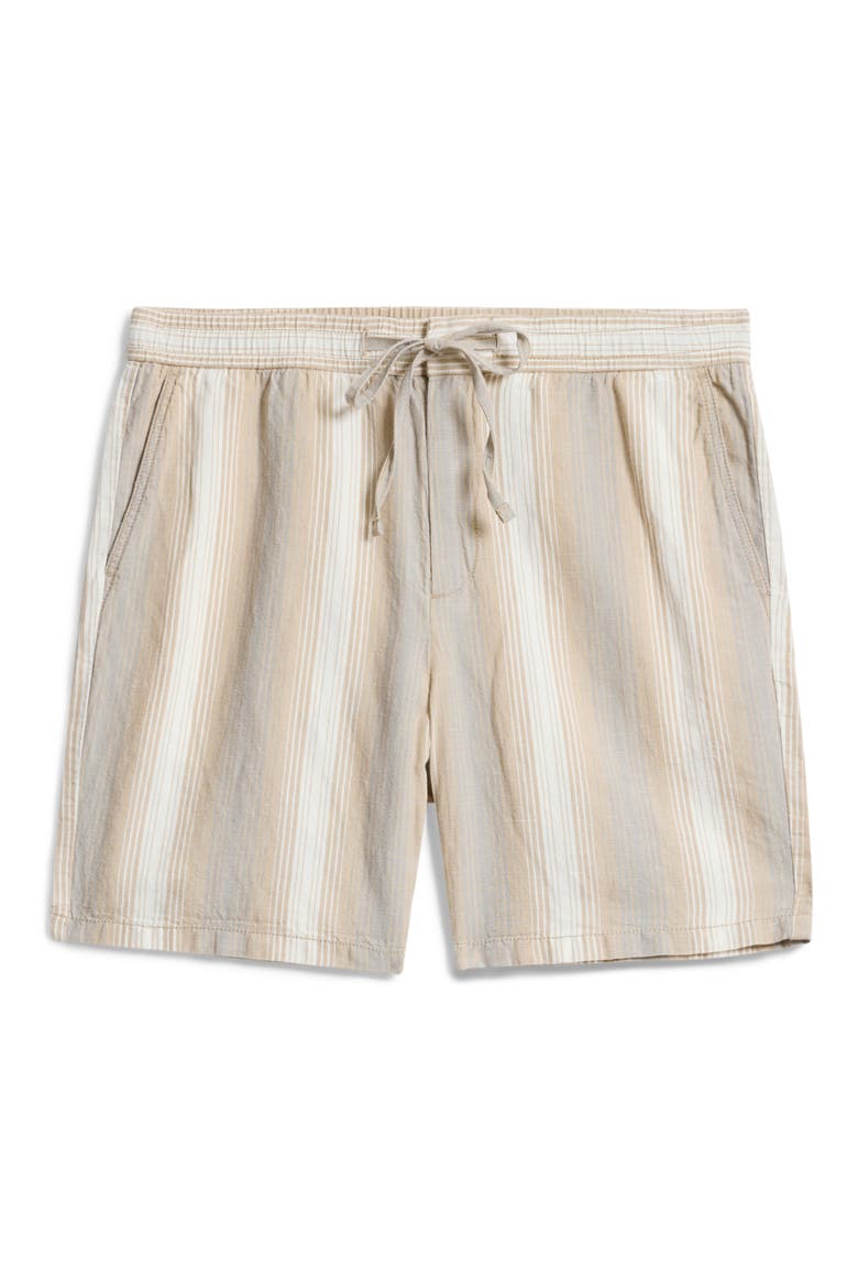 Stripe Cotton & Hemp Drawstring Shorts, Alternate, color, CHALK