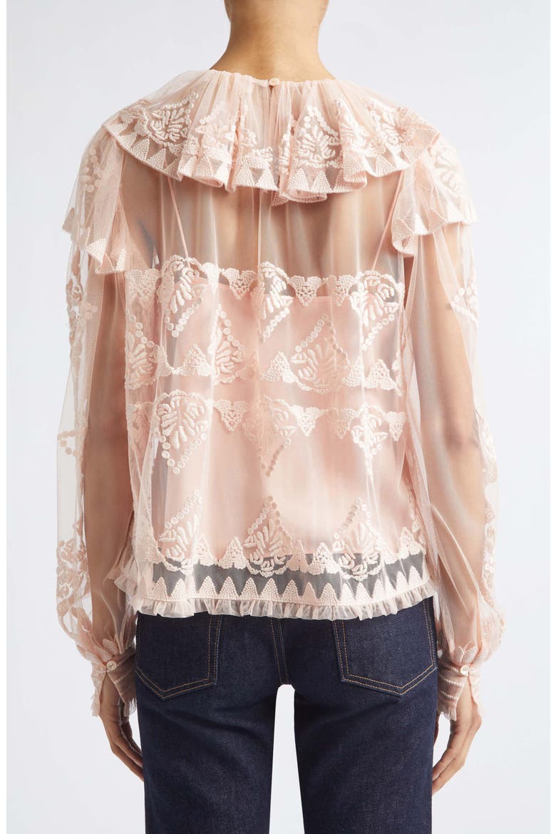 Ivy Floral Lace Embroidered Ruffle Tulle Top, Alternate, color, BLUSH