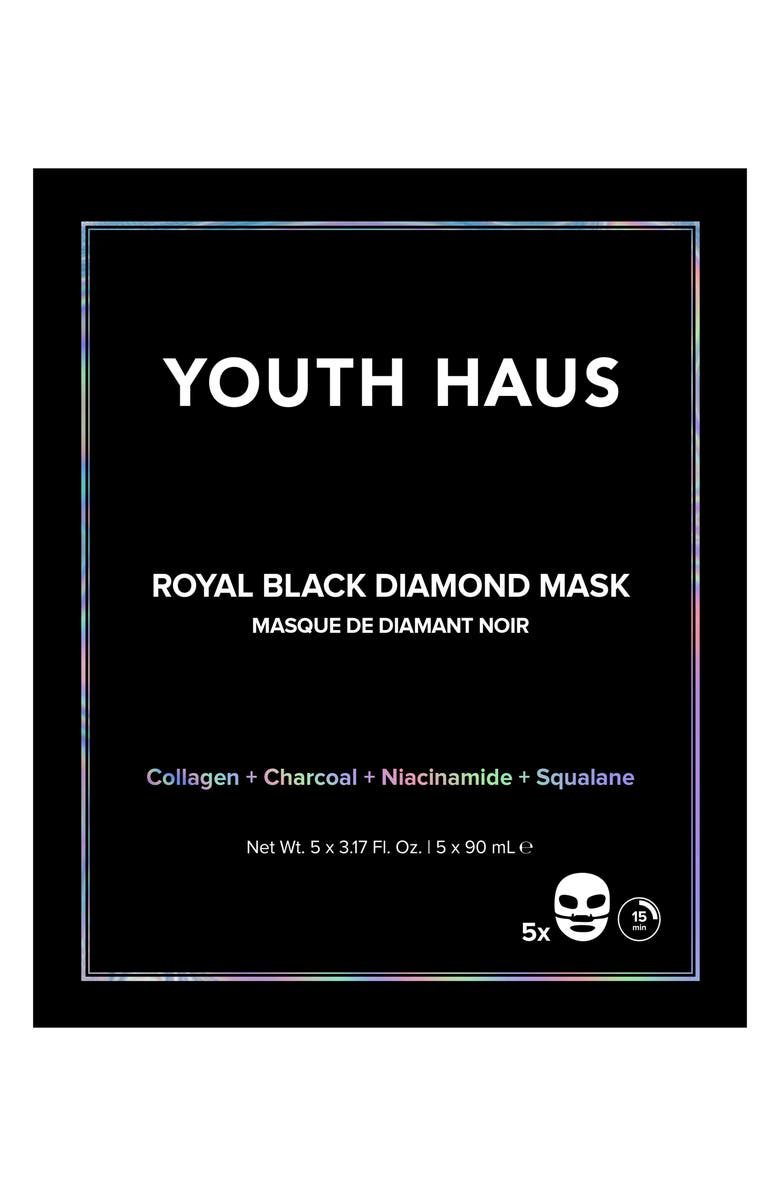 Skin Gym 5-Pack Youth Haus Royal Black Diamond Face Mask, Main, color, 