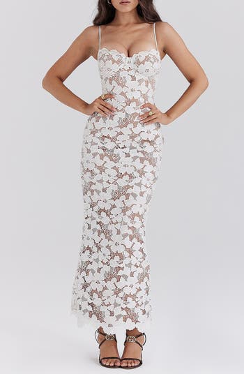 Pearl Floral Lace Gown