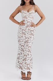 HOUSE OF CB Pearl Floral Lace Gown