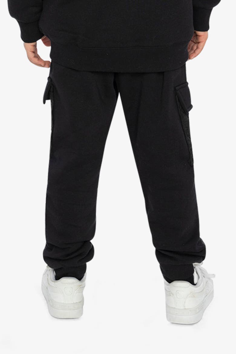 Bi-Material Fleece Cargo Pocket Quilted Panel Sweatpants, Alternate, color, Black