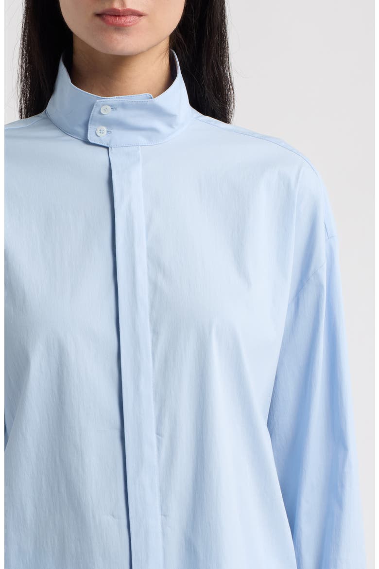 Oversize Stand Collar Woven Shirt, Alternate, color, BLUE
