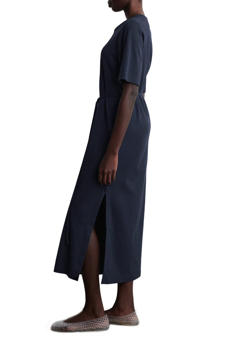 Belted Midi T-Shirt Dress, Alternate, color, BLUE DARK