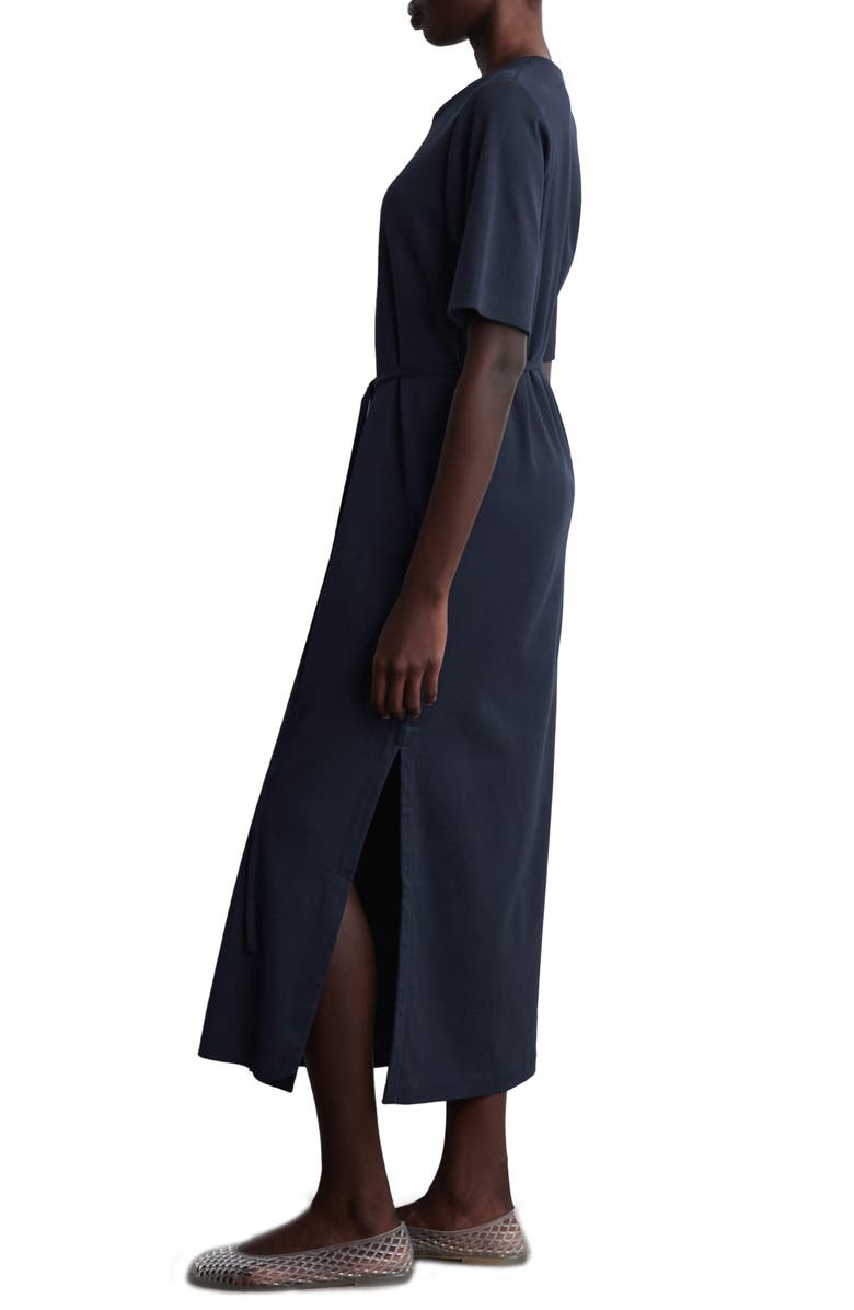 COS Belted Midi T-Shirt Dress, Alternate, color, Blue Dark