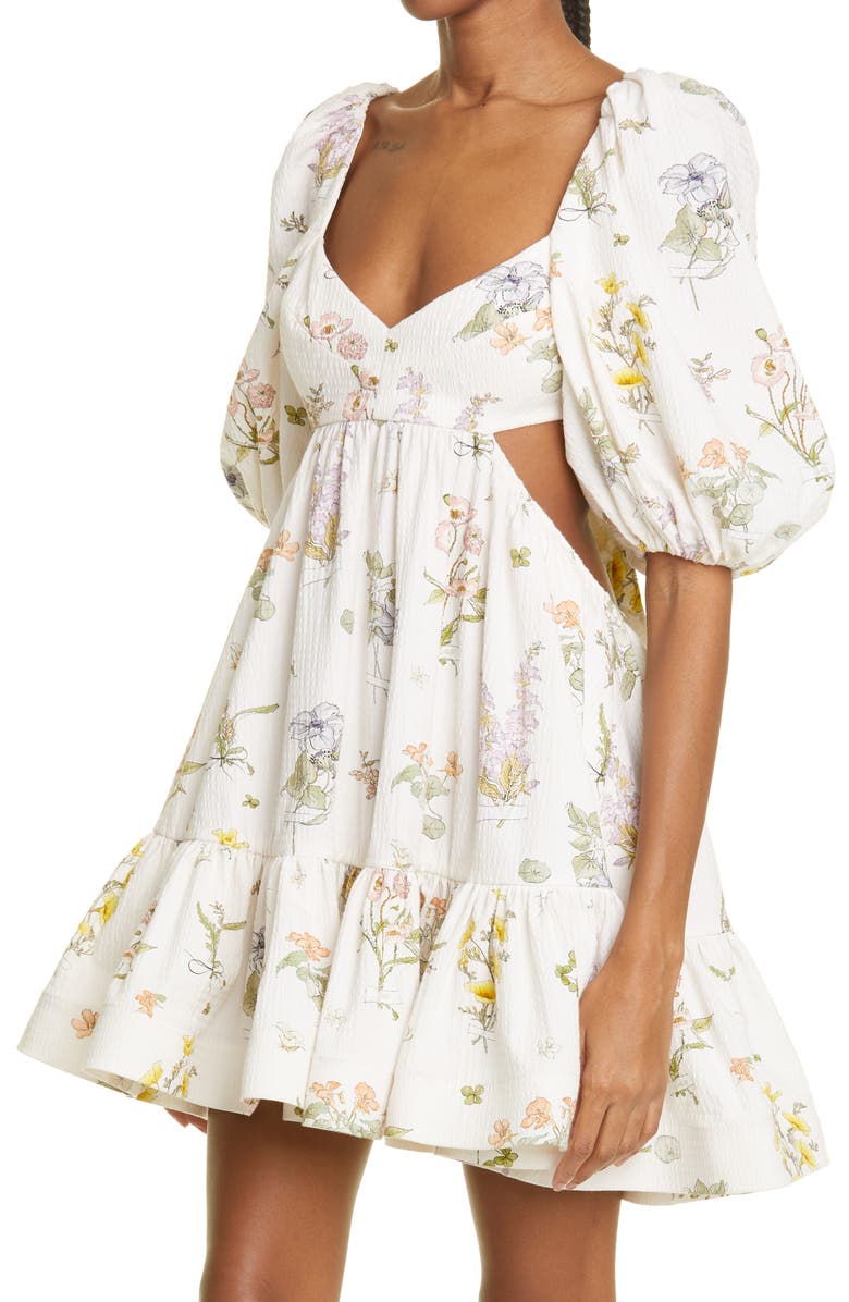 Zimmermann Floral Print Cutout Babydoll Dress, Alternate, color, 