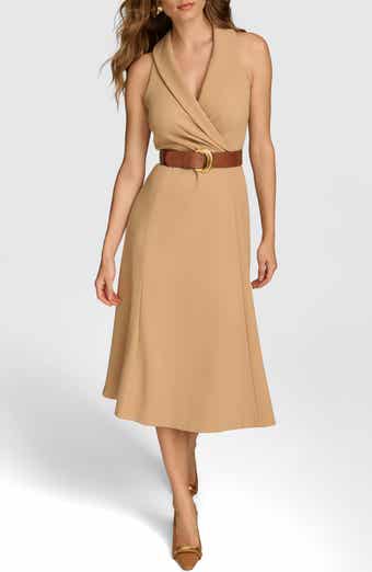 Belted Sleeveless Midi Dress