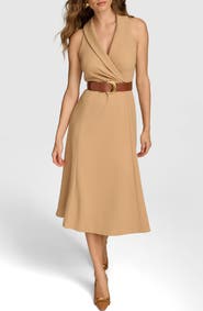 Donna Karan New York Belted Sleeveless Midi Dress