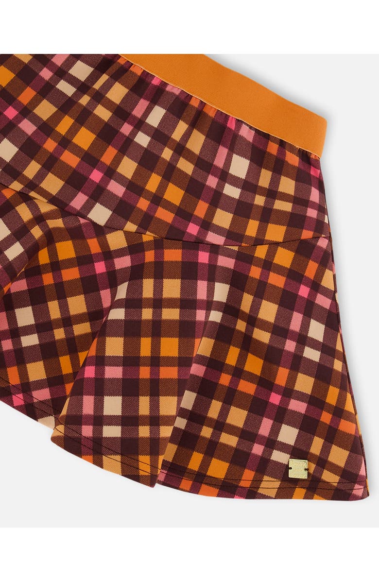 Deux par Deux Girl's Milano Skirt Plaid Magenta And Brown, Alternate, color,
