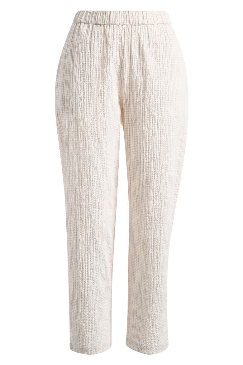 Tapered Seersucker Ankle Pants, Alternate, color, CHALK